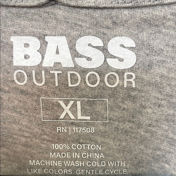 Bass Gray Short Sleeve Tee Casual Crew Neck - Picture 2 of 5
